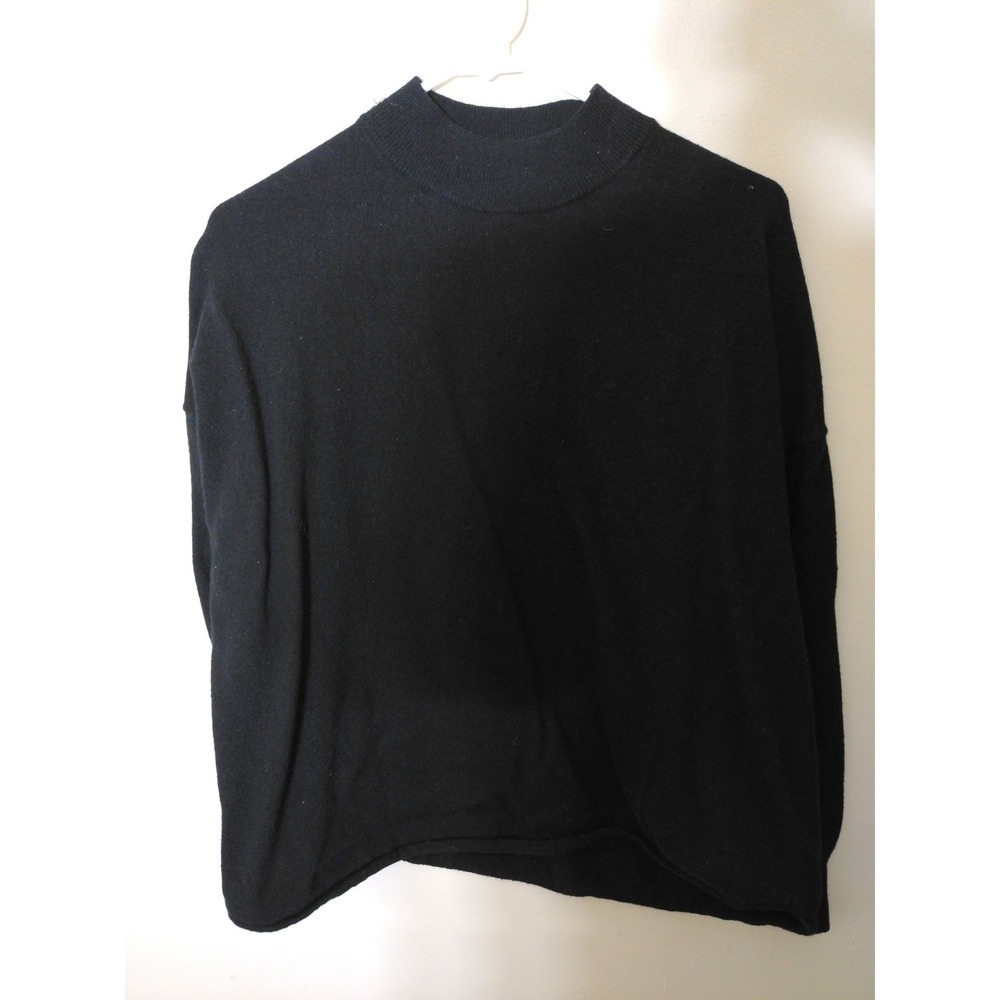 Madewell Mock Neck Sweater Womens XL Black Merino Alpaca Blend Roll Hem Relaxed